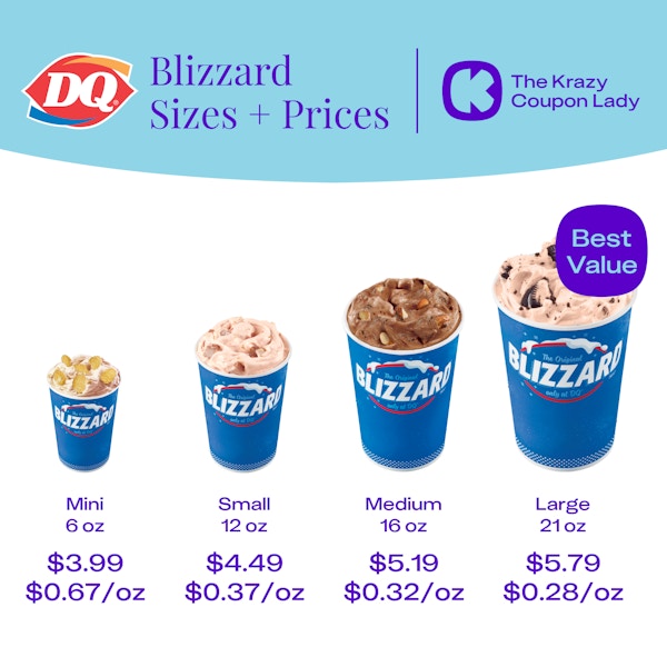 Dairy Queen Blizzard Sizes + Prices