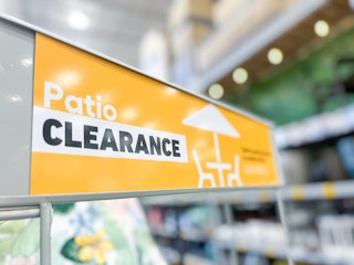 patio clearance sign at lowes