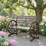 August Grove Wagon Wheel Bench