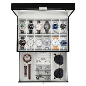 PU Leather Lockable Watch Storage Box