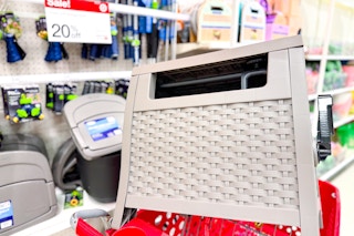 suncast hose storage on shelves and hideaway in a target cart