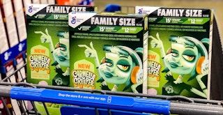 Carmella Creeper cereal in a Walmart cart