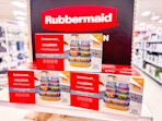 Rubbermaid food storage with blue lids and clear container