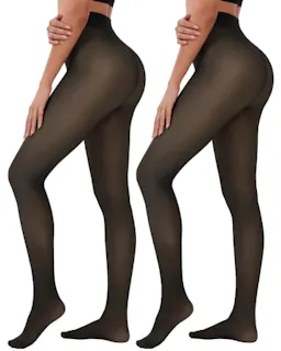 Fleece Lined Sheer Tights 2-Pack