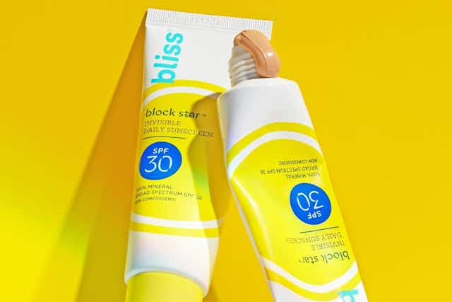 Bliss Block Star Face Sunscreen, Starting at $11 on Amazon (Save Up to 52%) card image