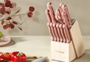 14-piece pink knife block set