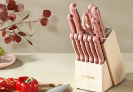 14-piece pink knife block set