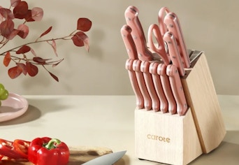14-piece pink knife block set