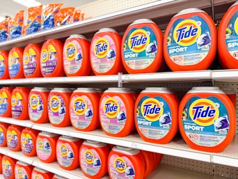 tide pods sitting on a target shelf