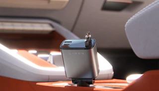 a retractable charger in a car