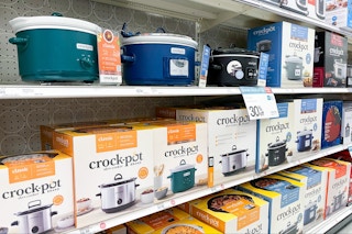 crockpot slow cookers sitting on a target shelf