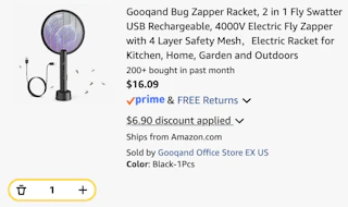 Bug Zapper Racket amazon receipt
