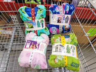 kids robe & pajama sets in a cart