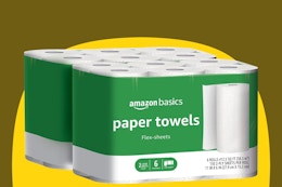Get 12 Rolls of Amazon Basics Paper Towels for Only $16 After Coupon card image