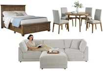 1 Dining Set, 1 Bed, and 1 Sectional