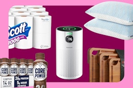amazon items on a pink background