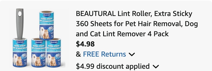 Lint Rollers Amazon receipt