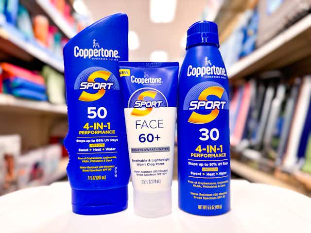Easy Coppertone Sport Sunscreen Deals at CVS — Up to 55% Off card image