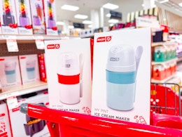 2 dash ice cream makers sitting on a target cart