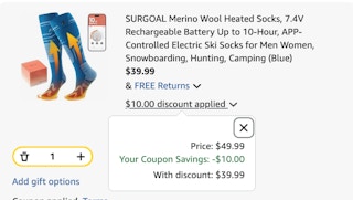 wool socks Amazon receipt