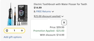 oral care set Amazon receipt