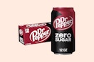 dr pepper soda on a cream background