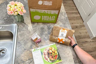 a hello fresh meal kit on counter