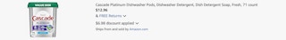 Amazon Cascade Platinum Dishwasher Pods 2026
