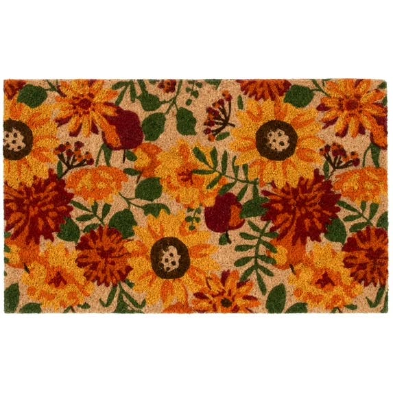Fall Flowers Coir Mat