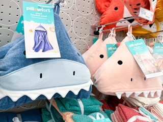 Pillowfort hooded towel aisle in Target store