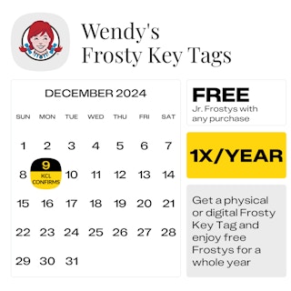 Wendy-s Frosty Key Tags — December 2024