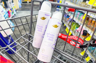 2 dove whole body deodorants in a cart