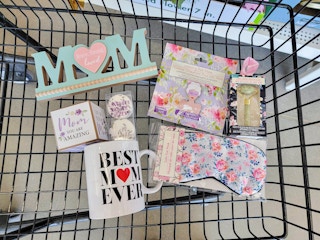 mother's day items in a cart