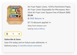 Air Fryer Paper Liners amazon