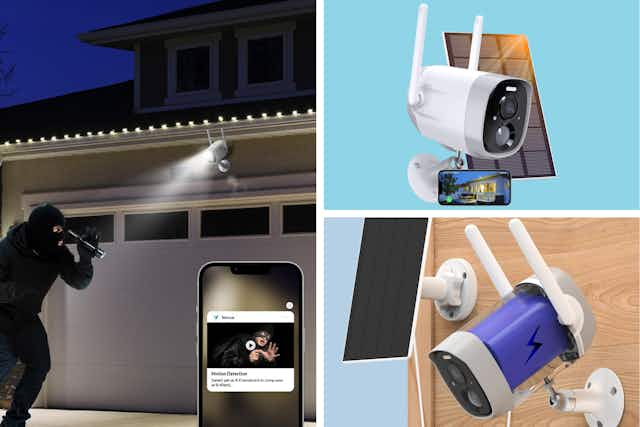 Get a Wireless Outdoor Solar Security Camera for $46 With Amazon Prime card image