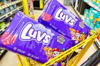 luvs jumbo pack diapers in shopping cart