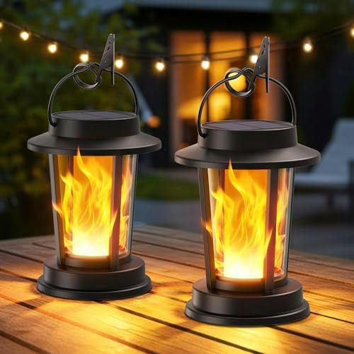 Solar Flickering Flame Lantern 2-Pack