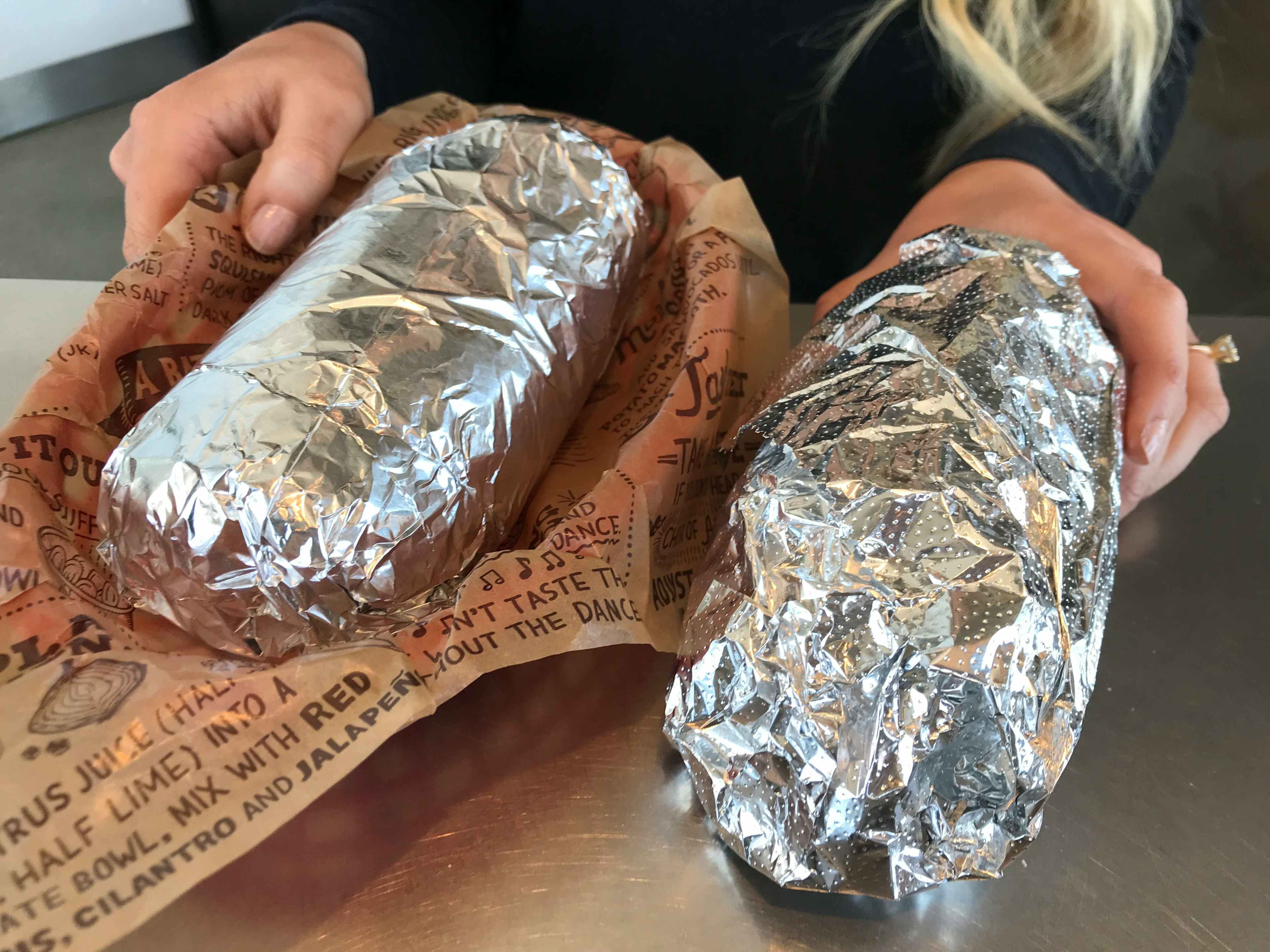 two burritos from chipotle