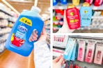 3 Walmart store photos taken of Dawn soap refill, OGX shampoo + conditioner & Neutrogena lip mask