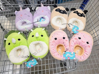 squishmallows slippers in a cart