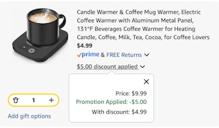Coffee Mug Warmer Amazon receipt