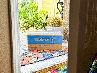 Walmart box on a porch