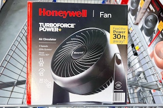 a honeywell fan in a shopping cart