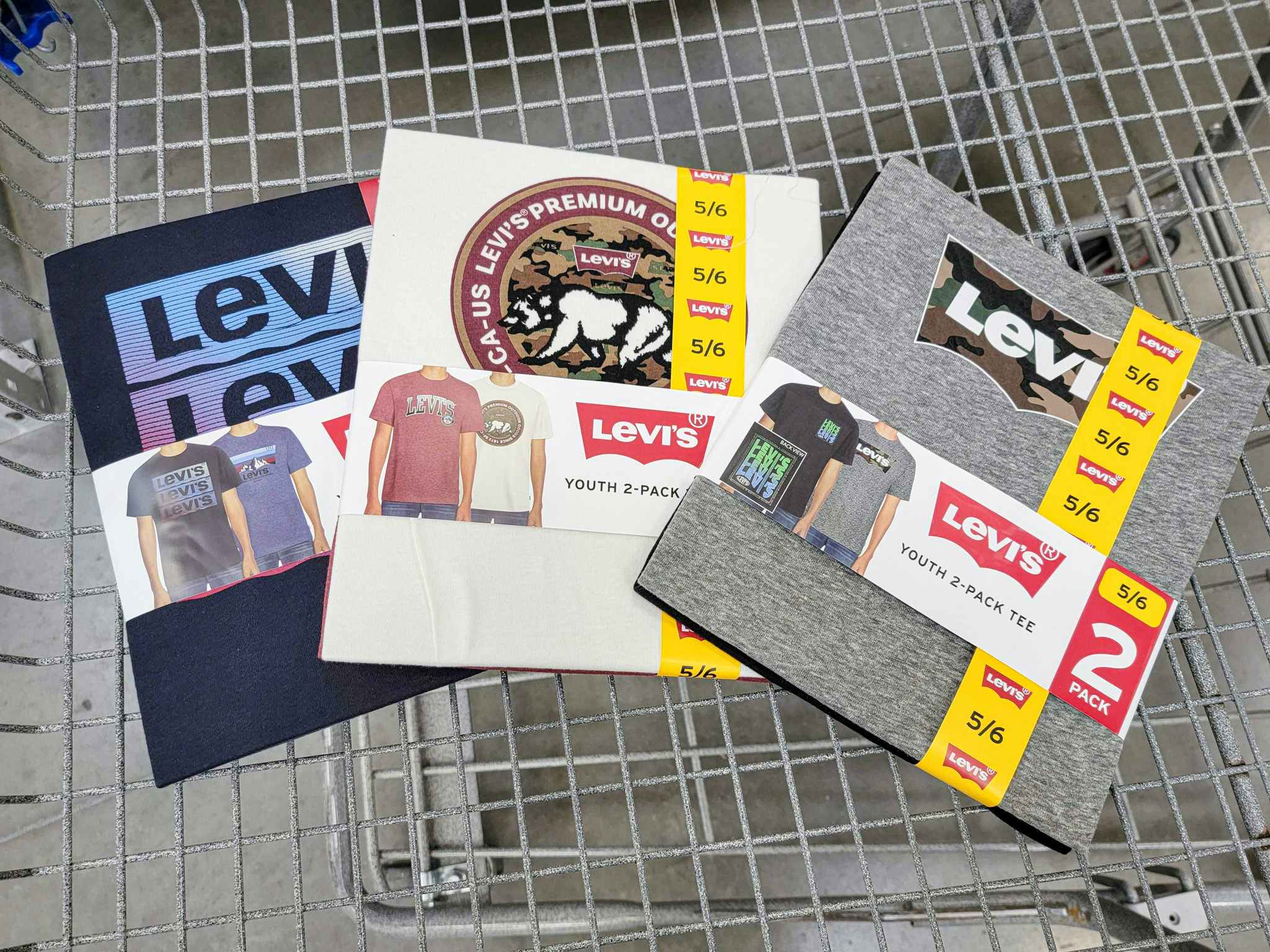 kids levi's shirts in a cart