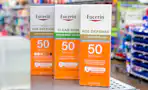 3 eucerin sunscreens on a shelf