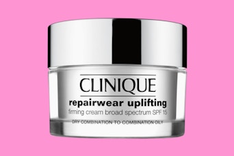 a clinique cream on a pink background