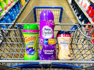 Gain, Purex & Downy Scent Boosters in Walmart shopping cart