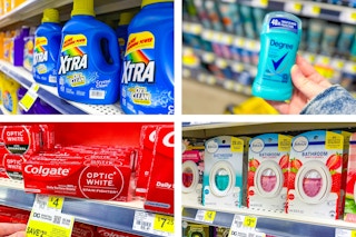dollar general xtra, colgate, degree, febreze 4-photo collage