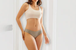 woman wearing a pair of grey underwear
