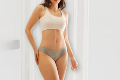 woman wearing a pair of grey underwear
